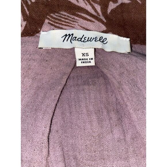 Madewell V-Neck Button Up Shirt Women's‎ Size XS Brown Floral - Picture 5 of 6